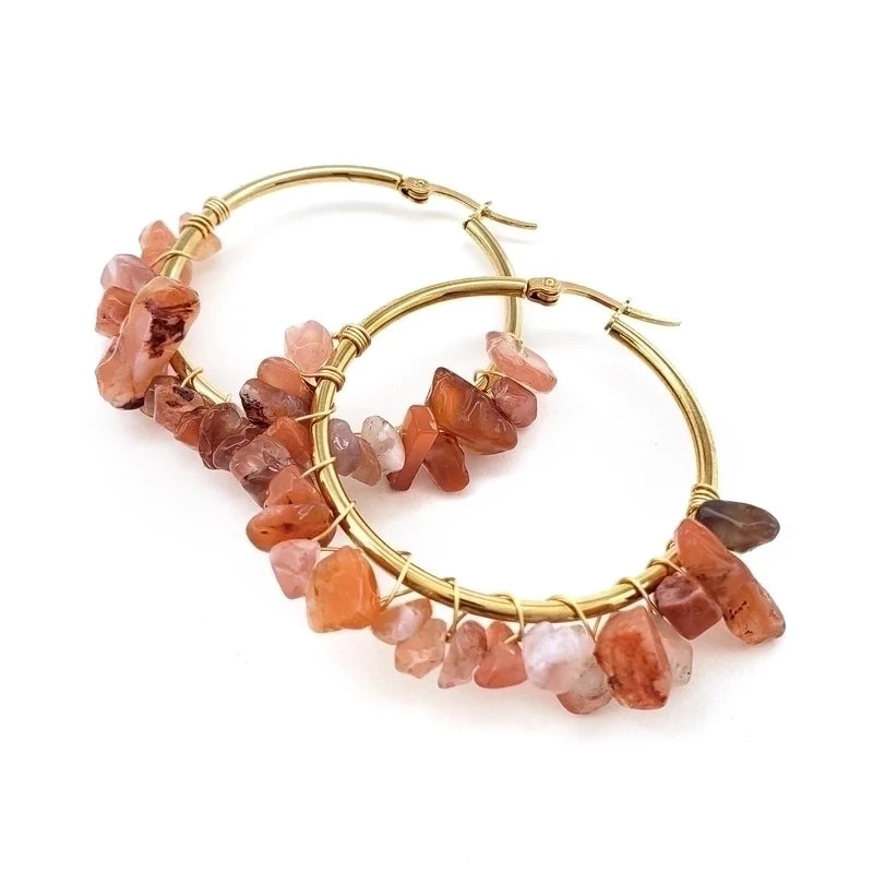 Natural Stone Hoop Earrings
