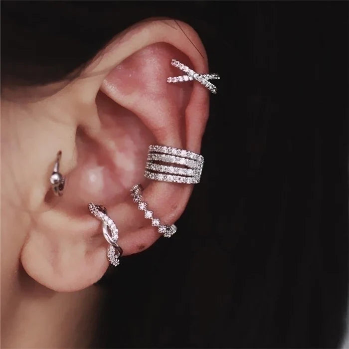 Row of stones Ear Cuff