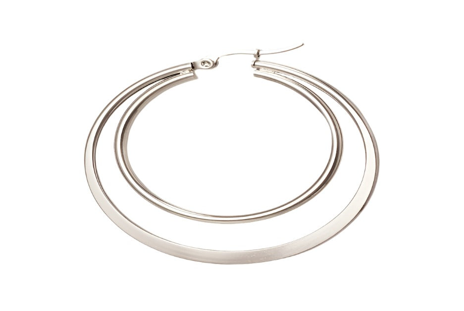 Silver Basics Double Round Hoop Earrings
