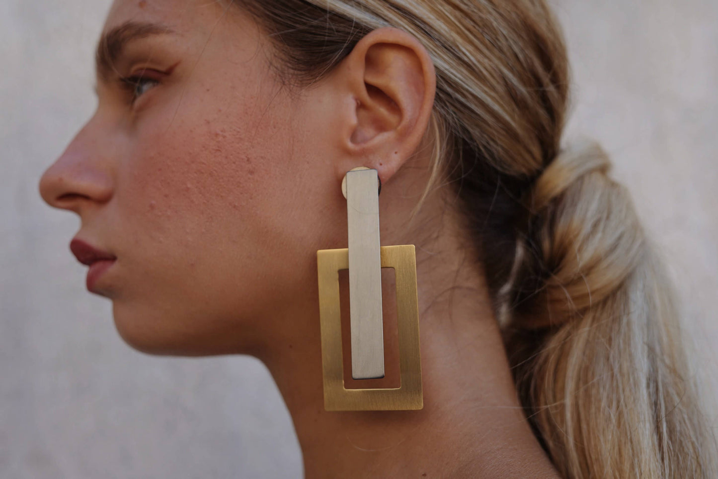 Chunky Oversized Statement Square Ear Jacket Earrings