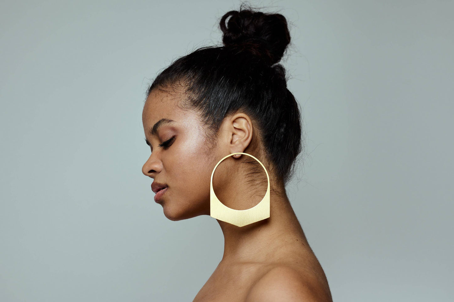 African Large Hoop Handmade Gold Statement Earrings