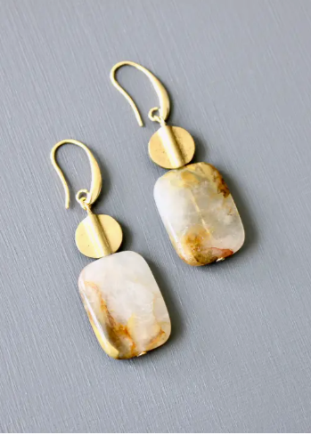 Agate and Brass Earrings