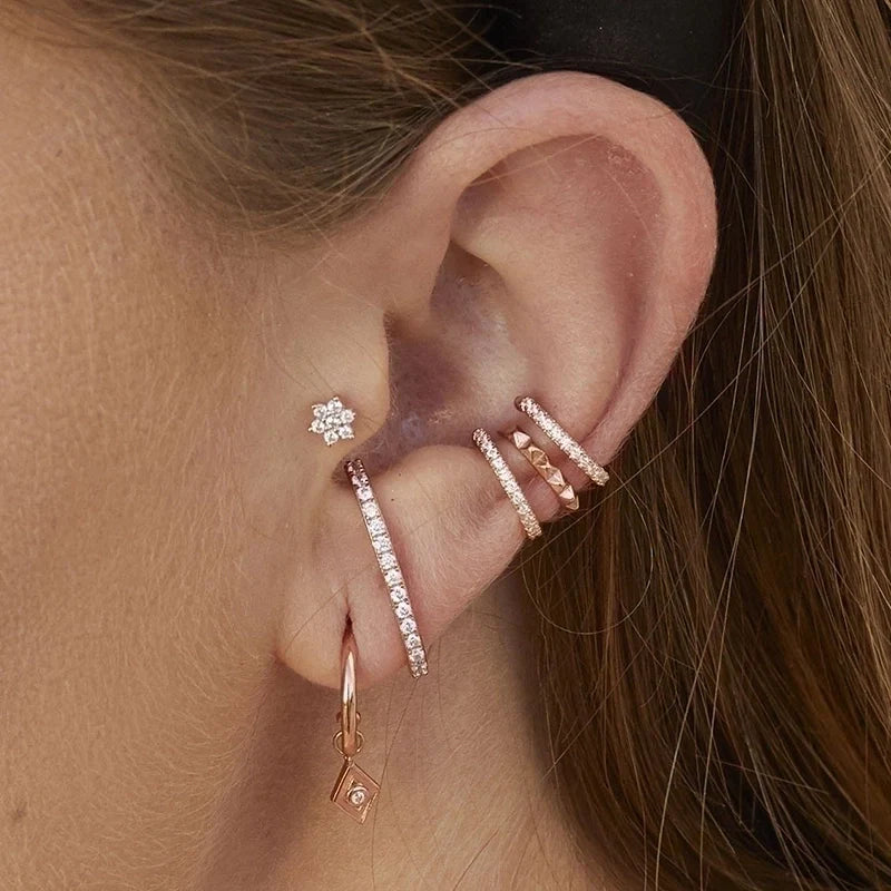 Minimalist C Shape Inlay Ear Cuffs
