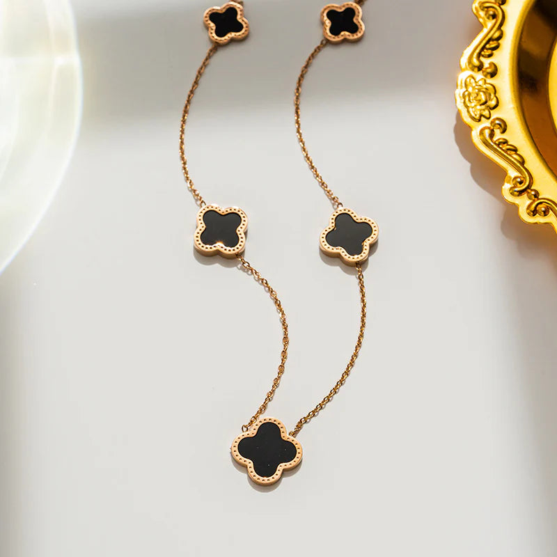 Enamel Five Clover Necklace