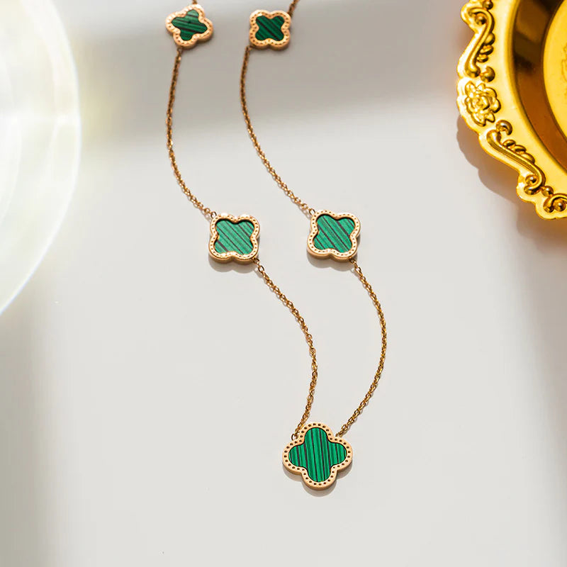 Enamel Five Clover Necklace