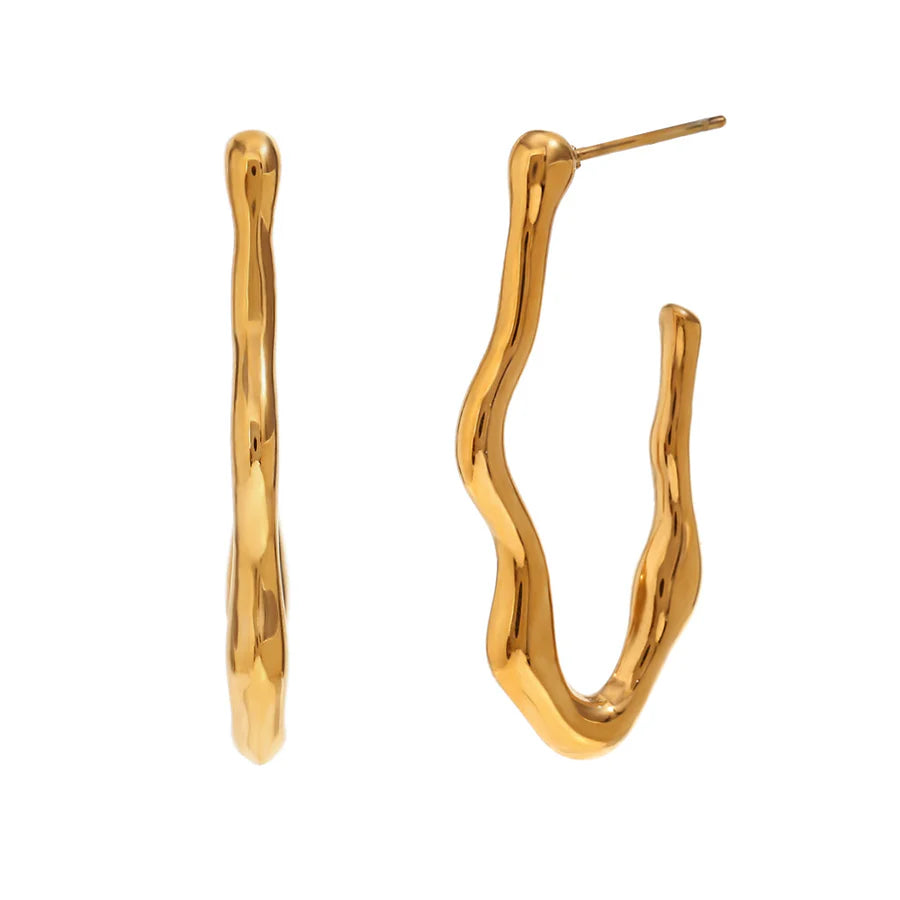 Cast Wave V-Shaped Earrings