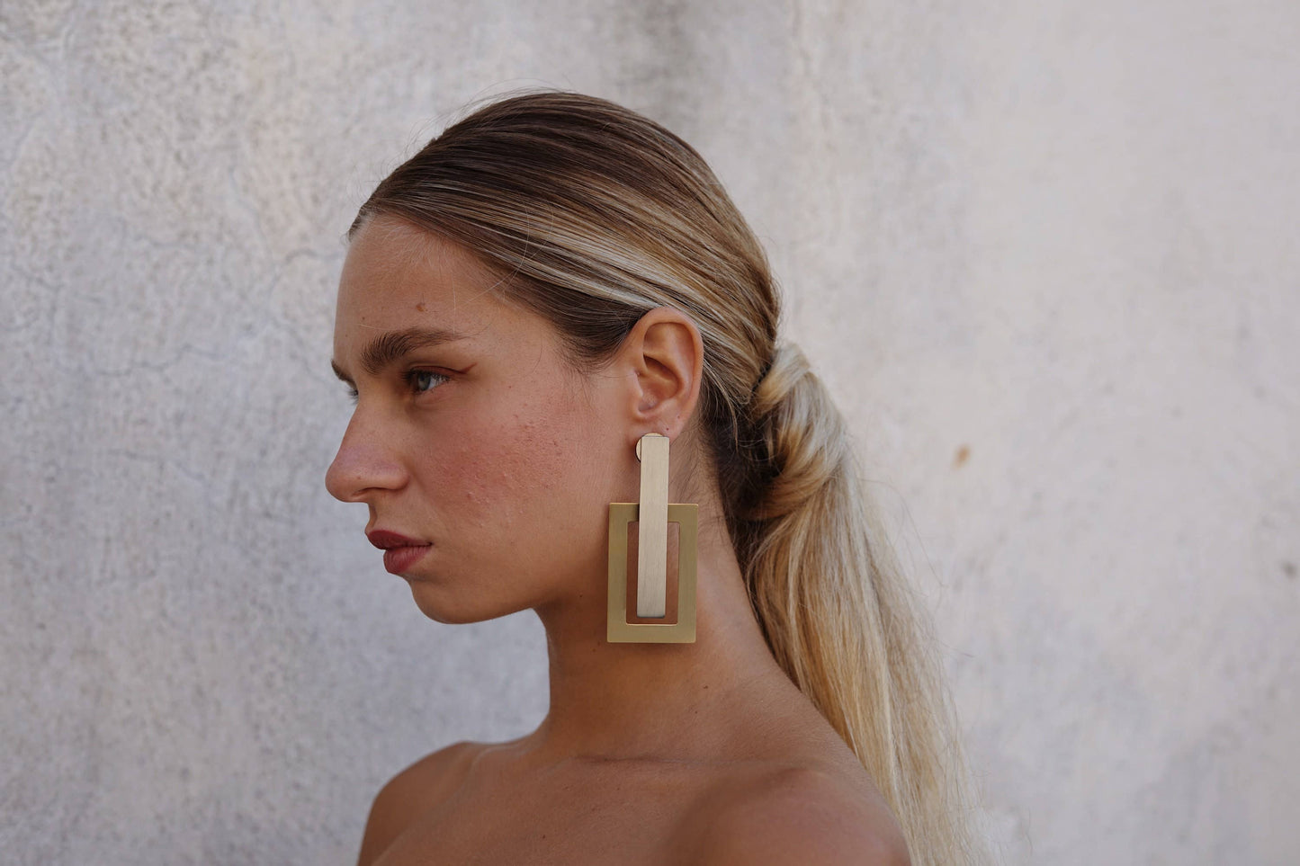 Chunky Oversized Statement Square Ear Jacket Earrings