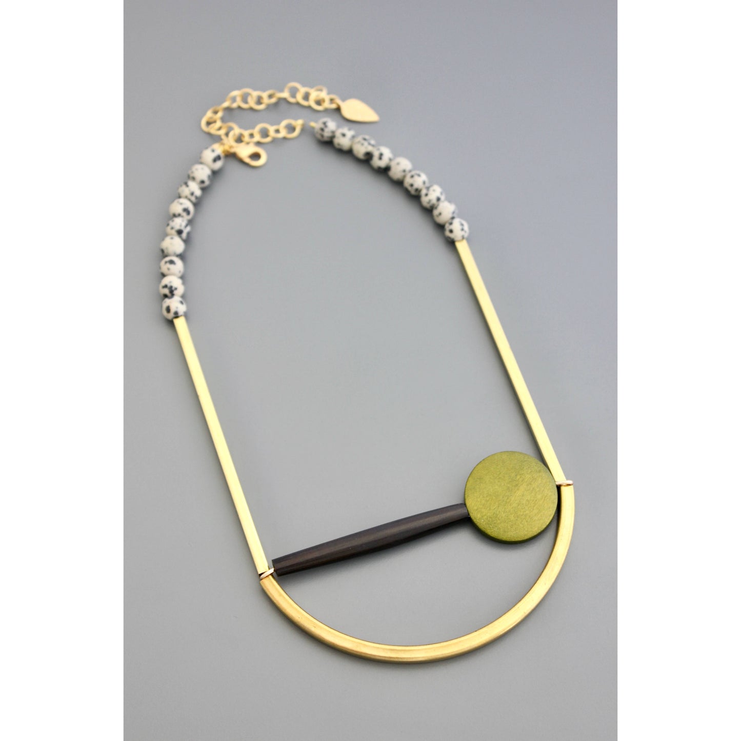 Geometric Statement Wood and Horn Necklace