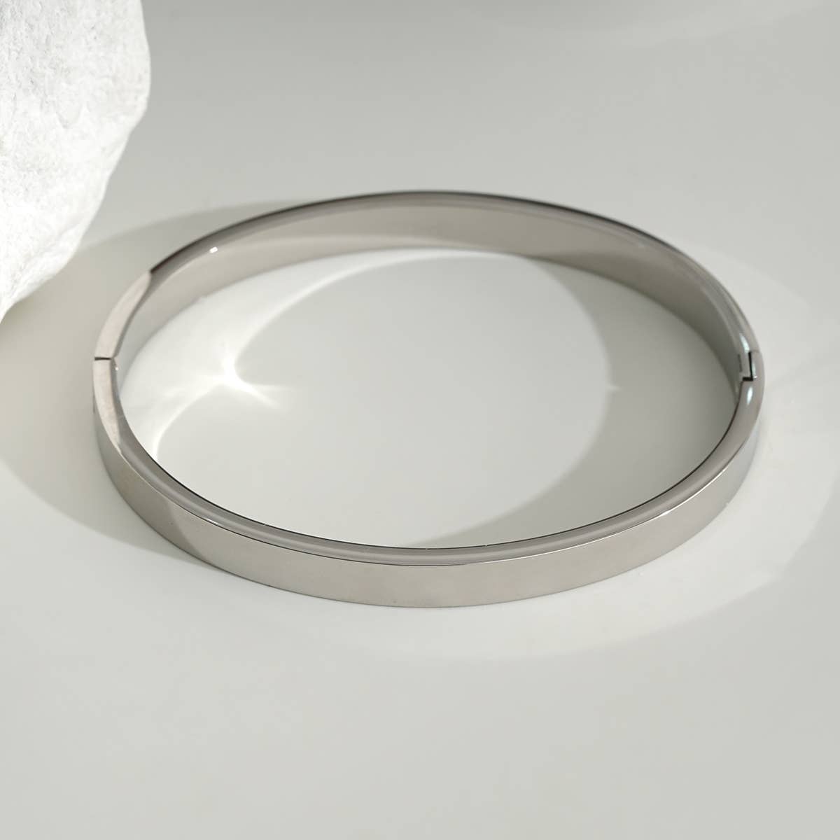 Silver Thick Bangle Bracelet