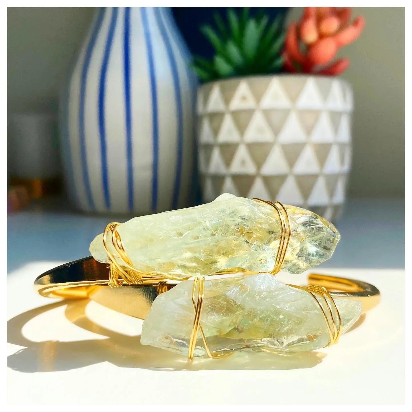 Crystal Cuff - Green Amethyst Cuff
