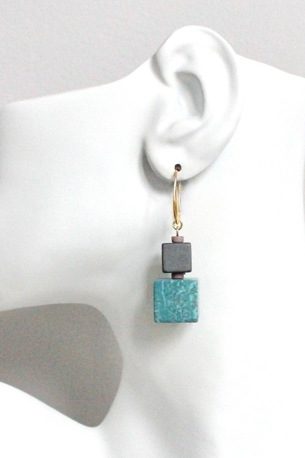 Turquoise Cube Earrings