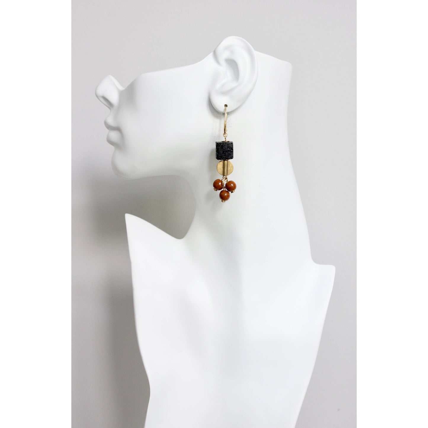 Lava Rock and Glass Earrings