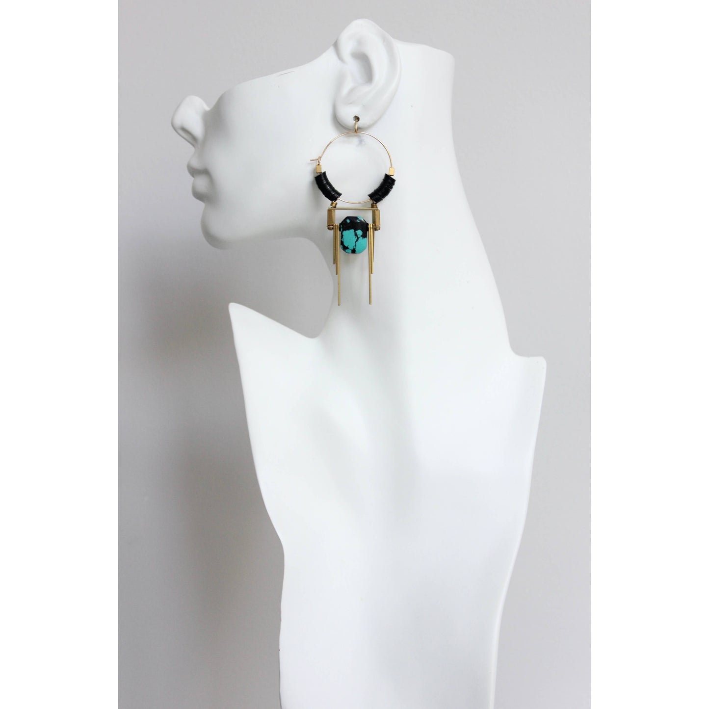 Art Deco Turquoise Hoop Earrings