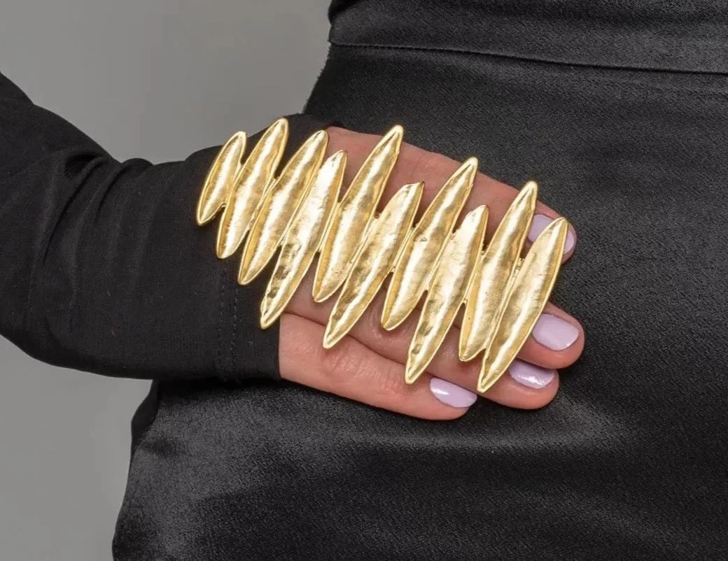 Golden Abstract Statement Ring