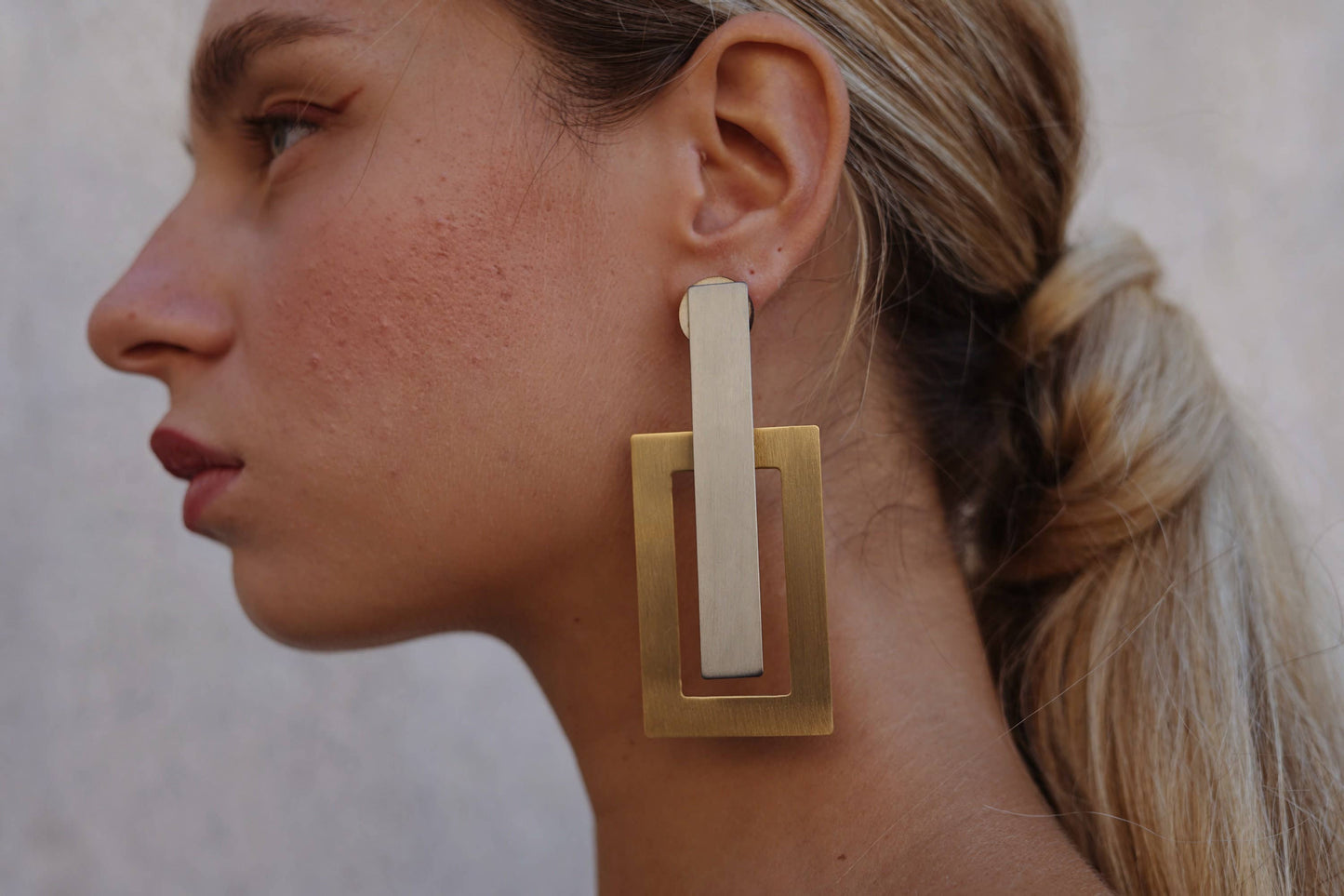 Chunky Oversized Statement Square Ear Jacket Earrings