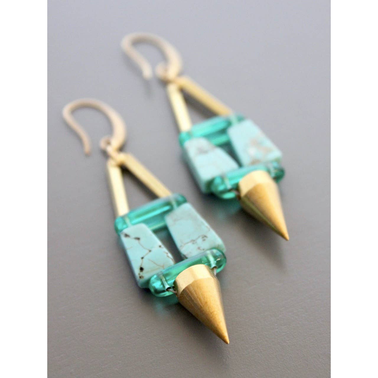 Turquoise and Green Glass Earrings