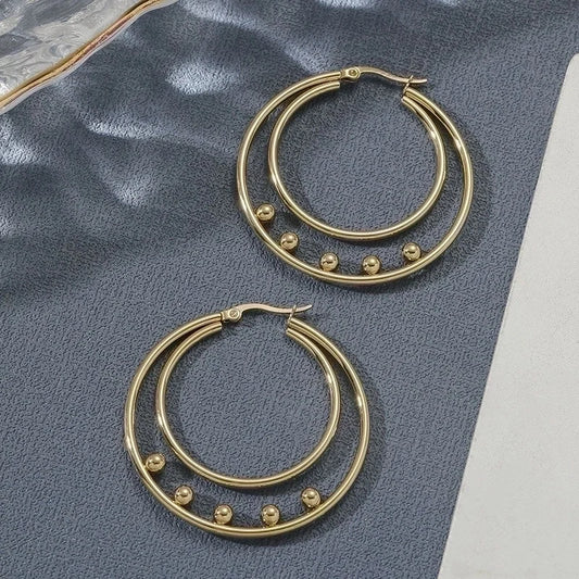 Golden Double Hoops