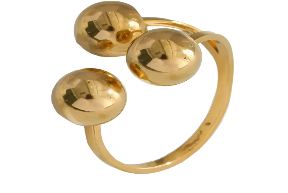 Gold Triple Ball Ring