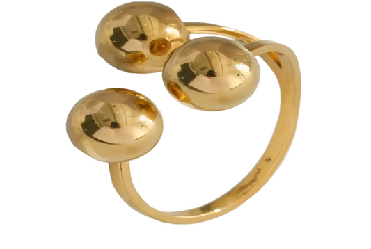 Gold Triple Ball Ring