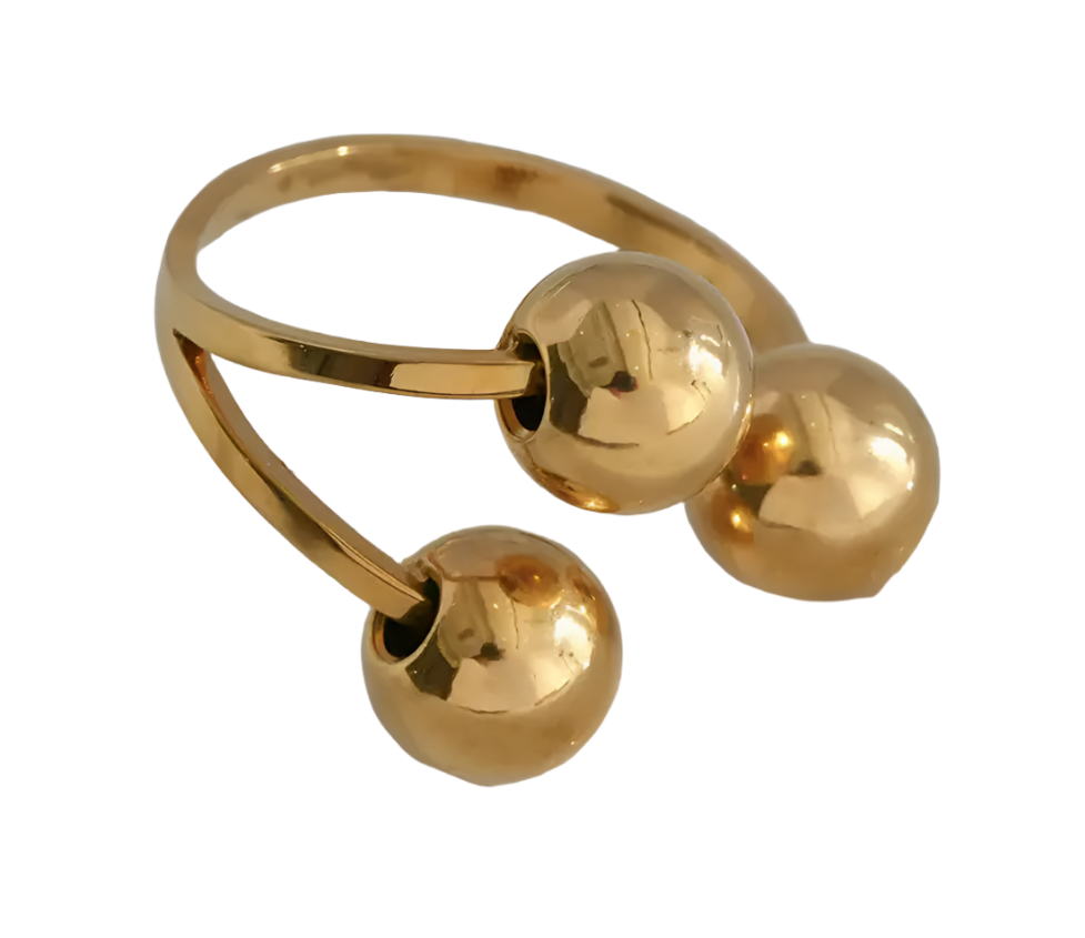 Gold Triple Ball Ring