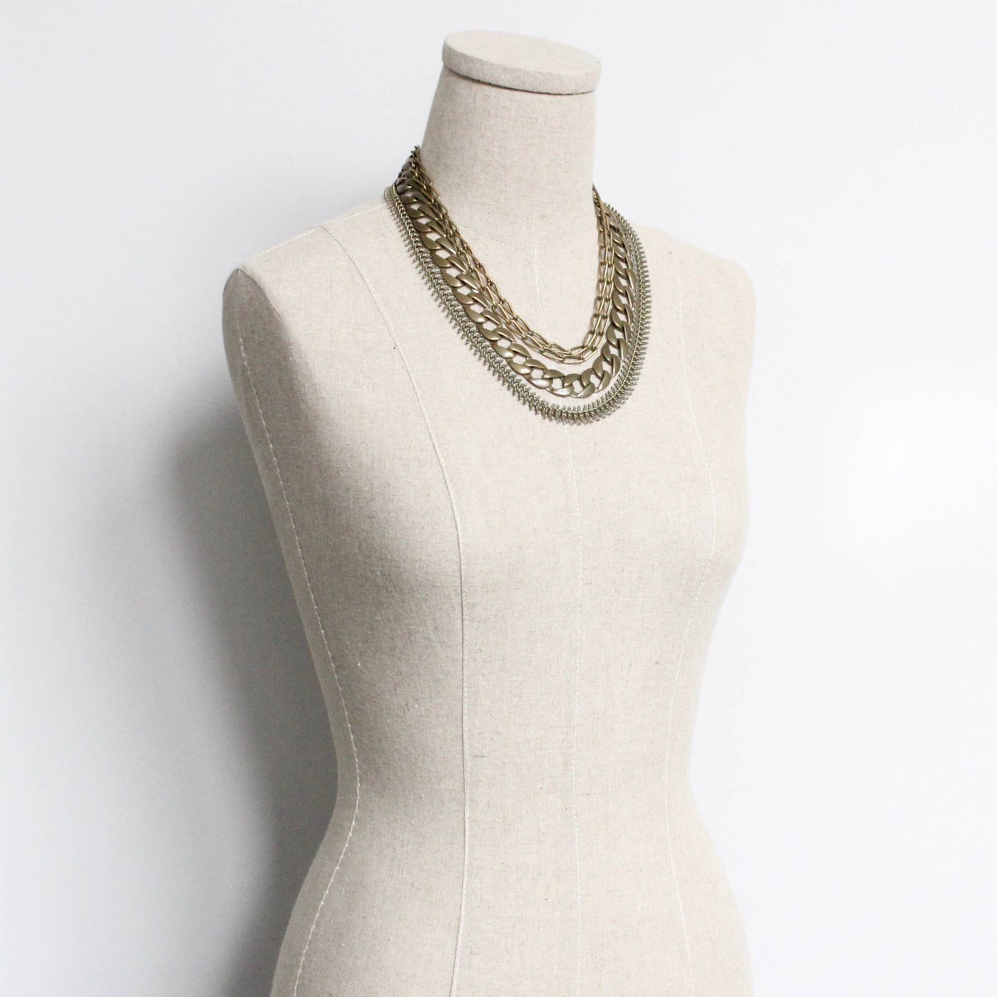 Multi Strand Brass Chain Necklace