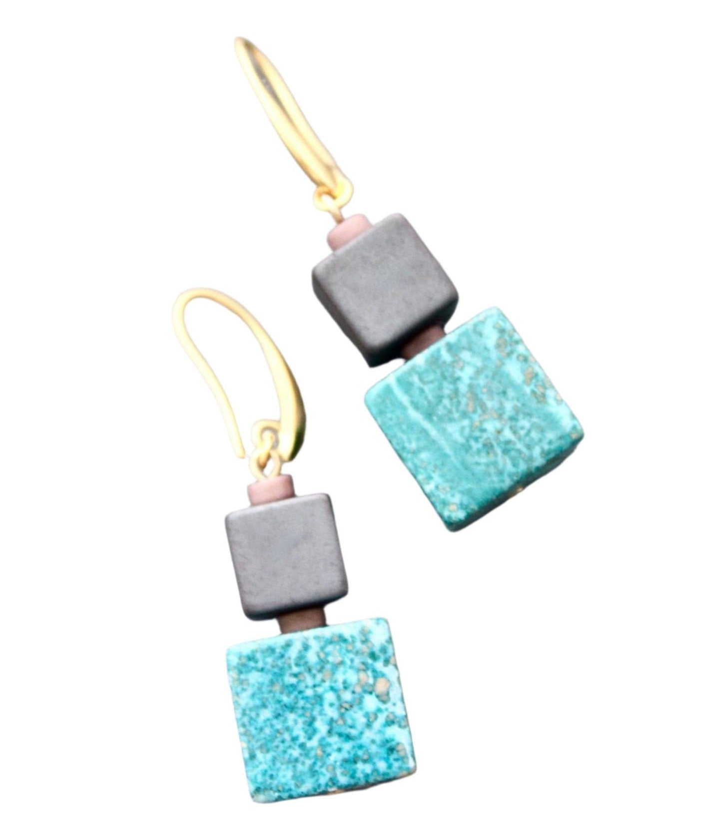 Turquoise Cube Earrings