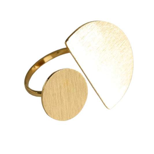 Gold Ring Brushed Thick Round And Half Round Plates