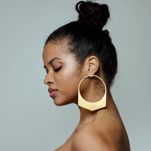 African Large Hoop Handmade Gold Statement Earrings