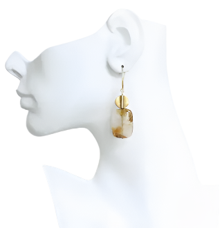 Agate and Brass Earrings