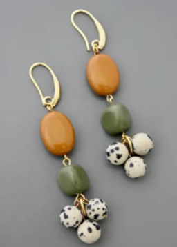 Dalmatian Stone Cluster Earrings