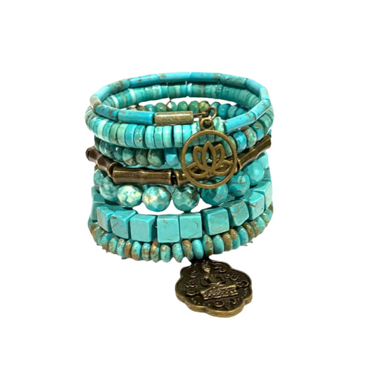 Magnesite and Bronze Wrap Bracelet