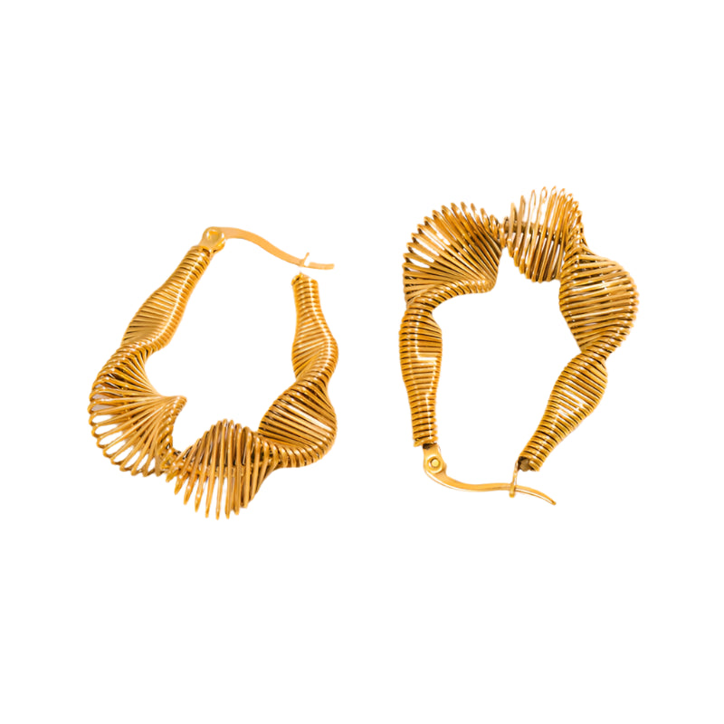 Golden Ripple Hoops