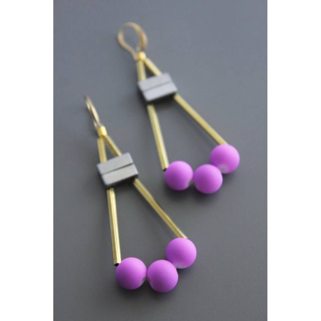 Pink and Brass Earrings