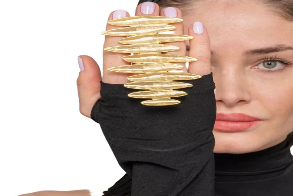 Golden Abstract Statement Ring