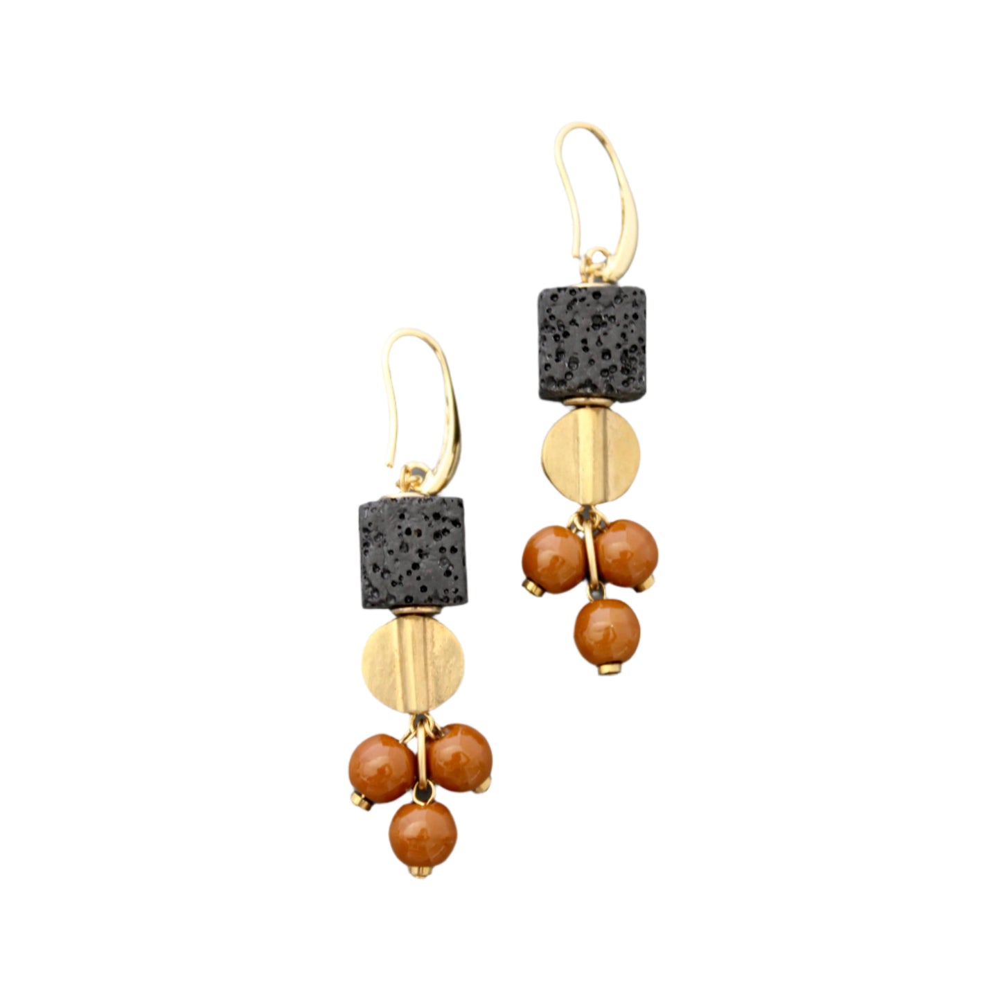 Lava Rock and Glass Earrings