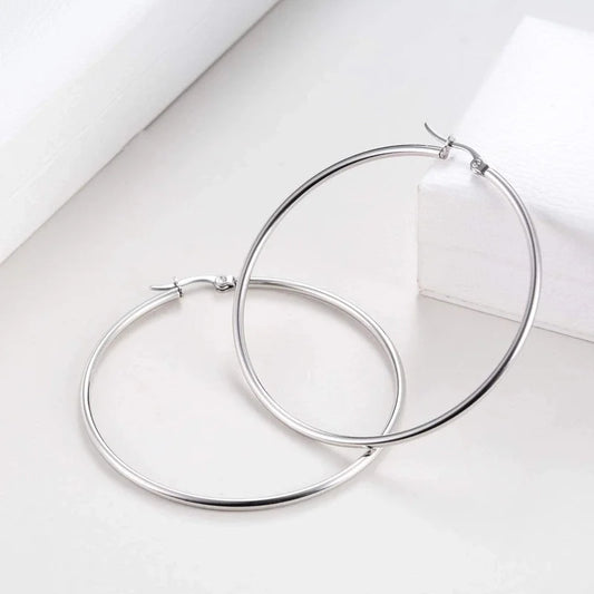 Silver Luna Loop Hoops