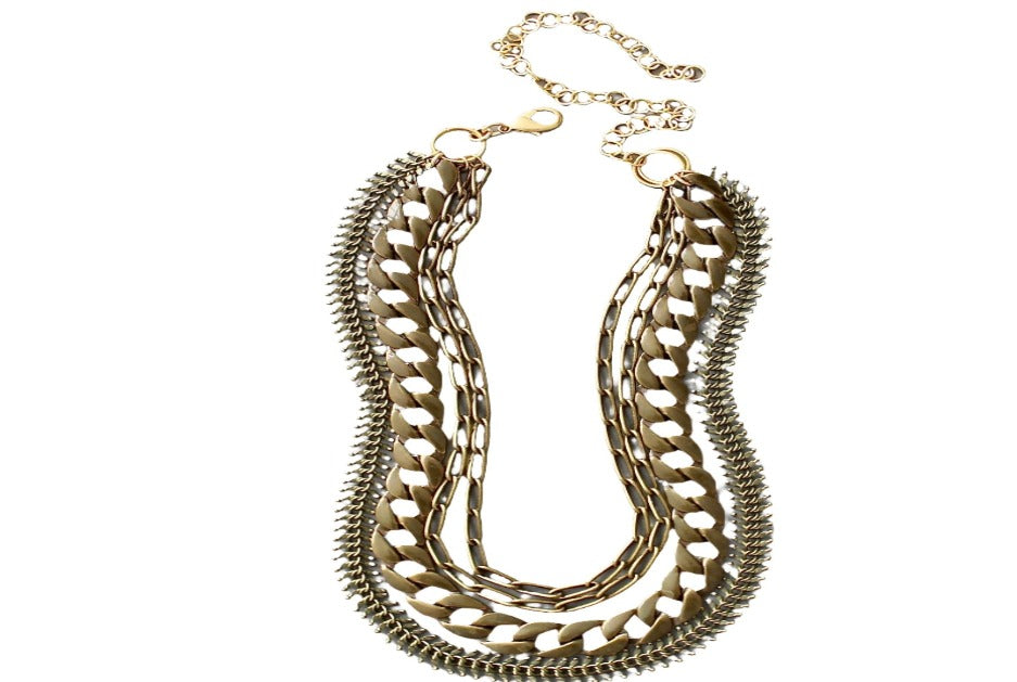 Multi Strand Brass Chain Necklace