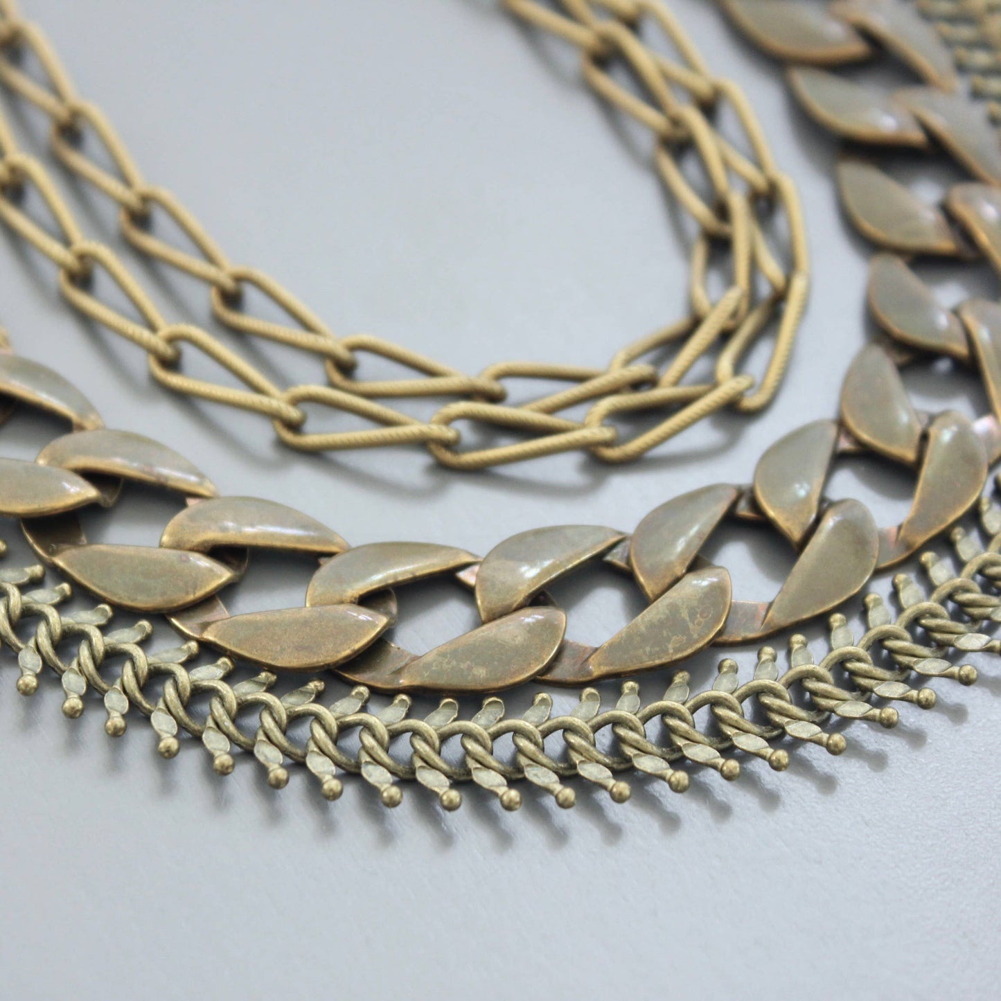 Multi Strand Brass Chain Necklace