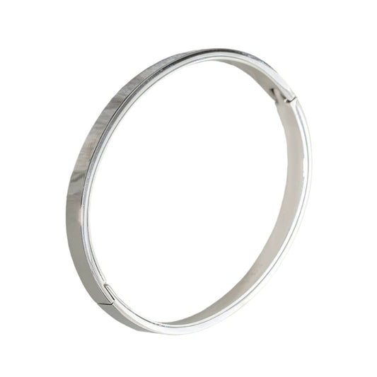 Silver Thick Bangle Bracelet