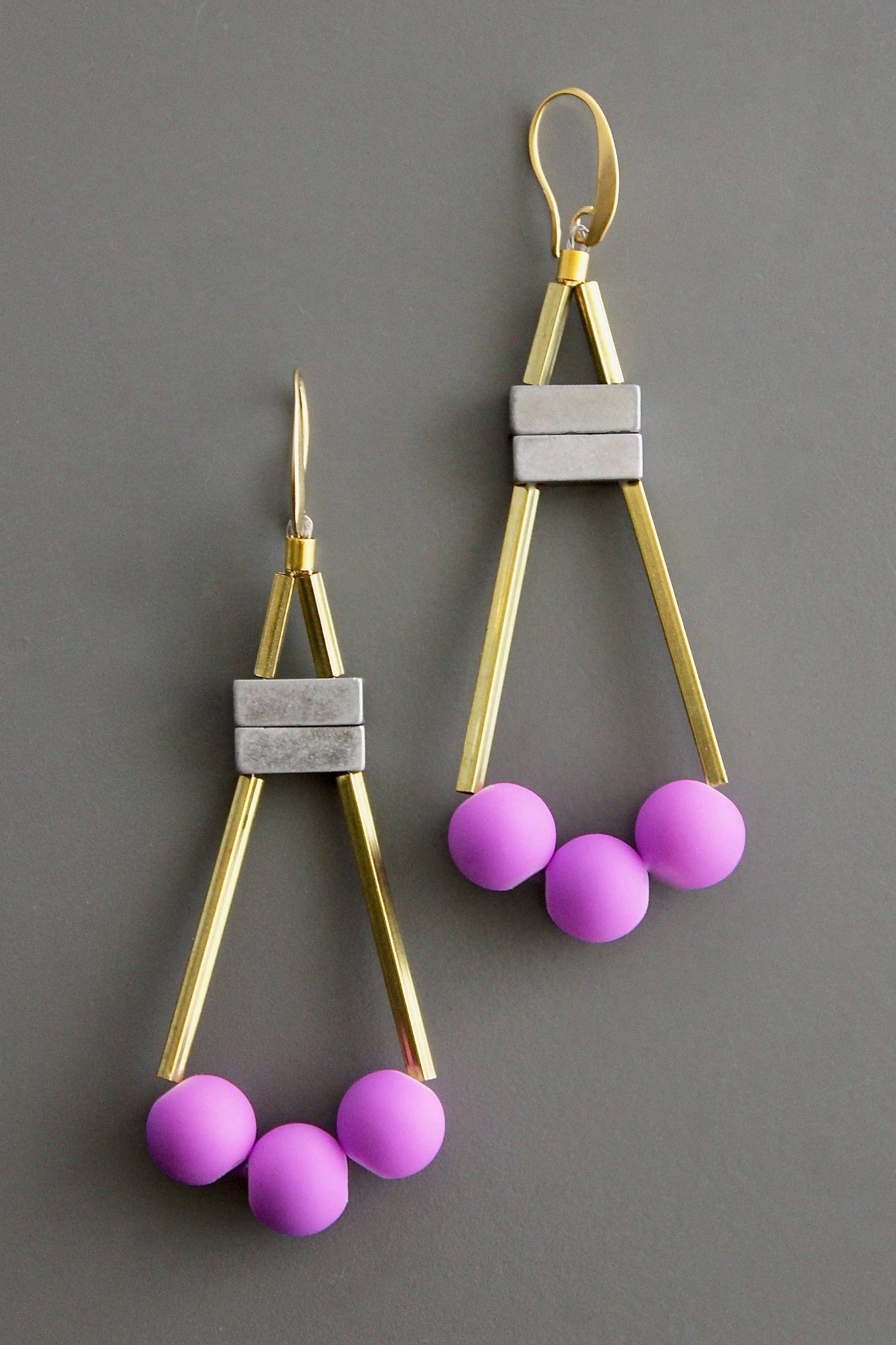 Pink and Brass Earrings