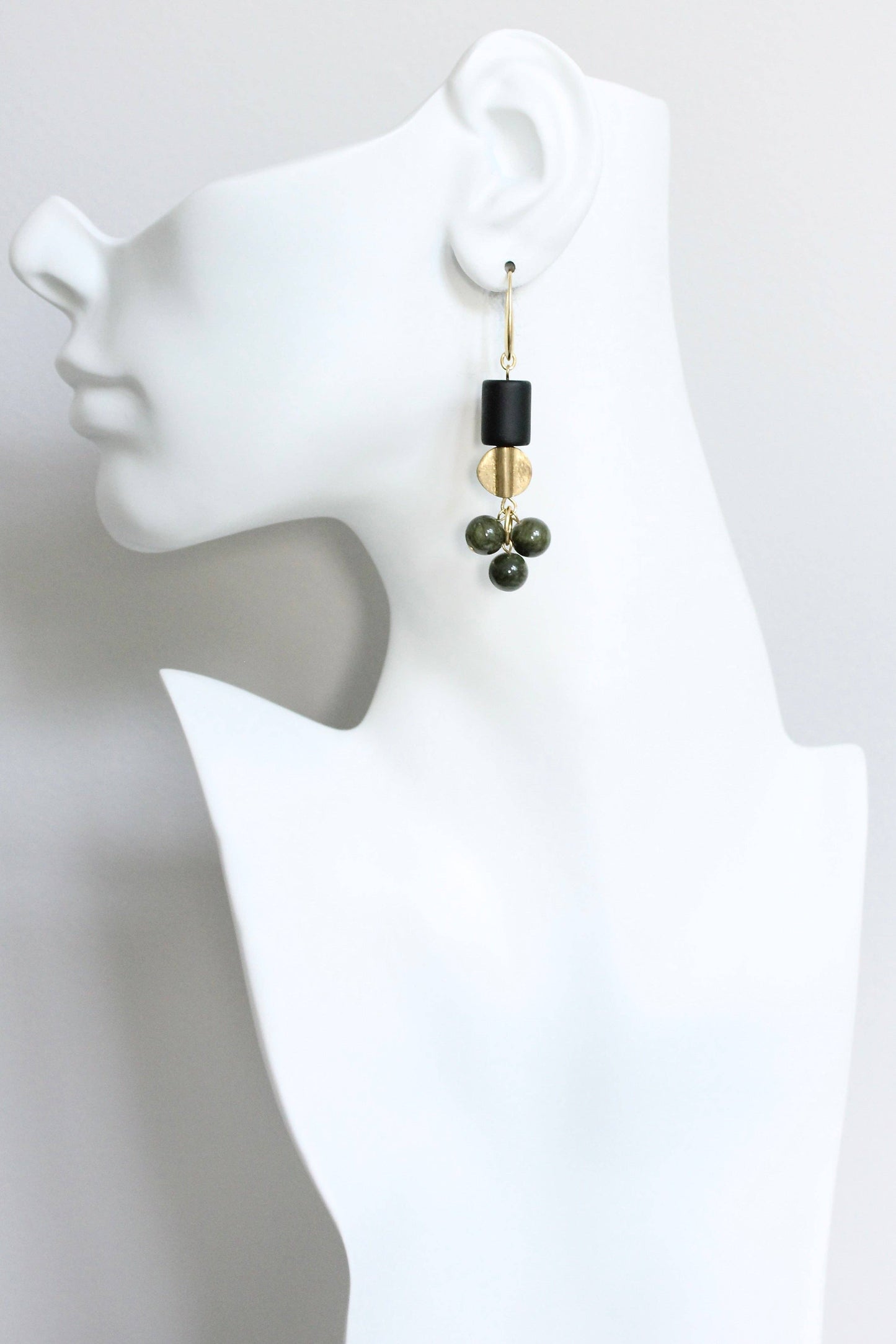 Black and Green Cluster Earrings