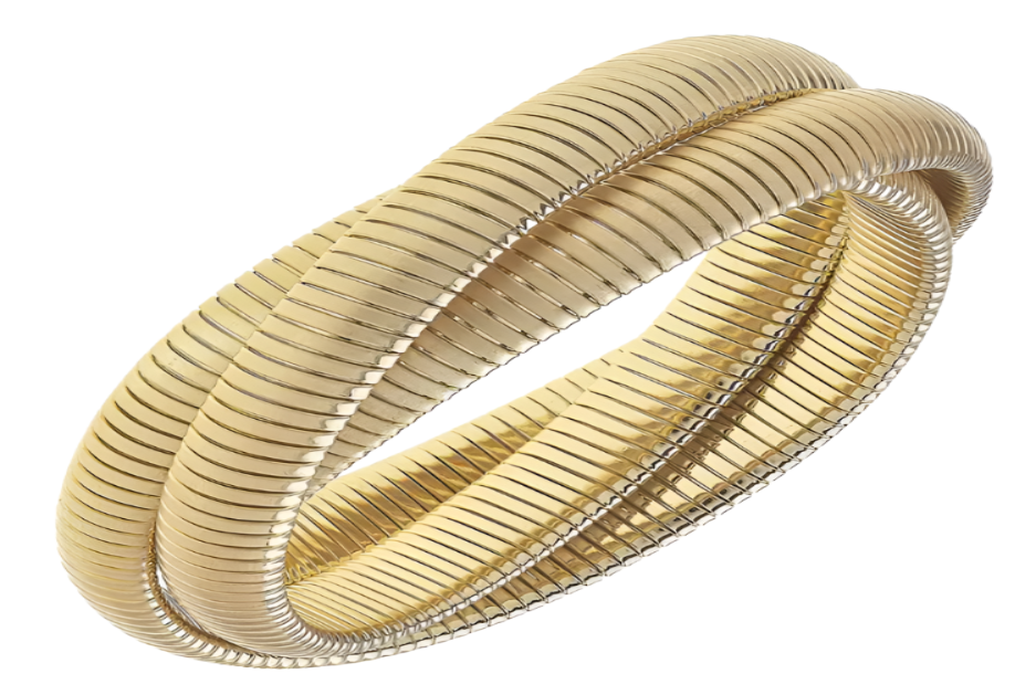 Interlocking 3-Row Watchband Bangle Bracelet