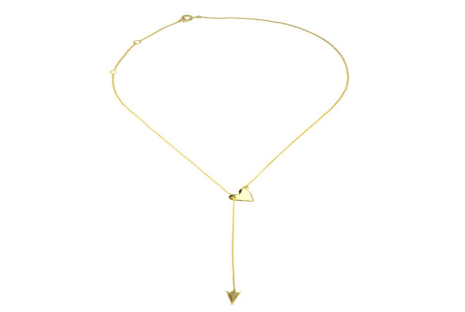 Dainty Open Heart Arrow Lariat Necklace