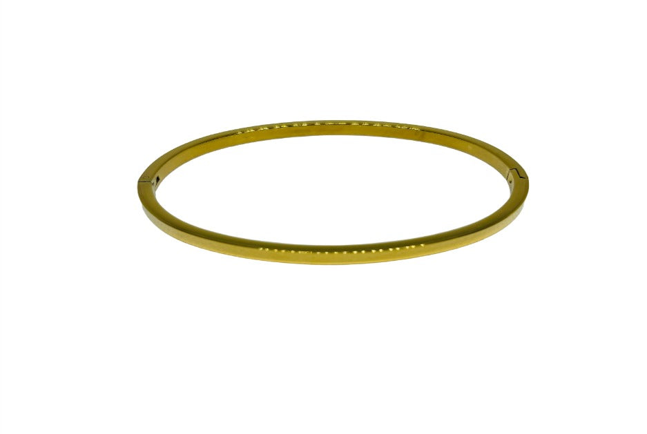 Gold Oval Hinge Bangle Bracelet