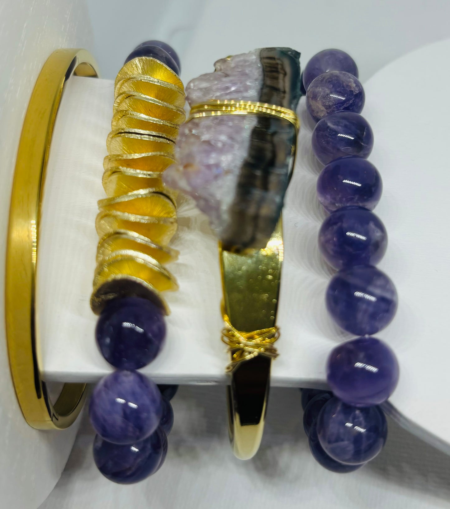 Crystal Cuff Bracelet - Amethyst