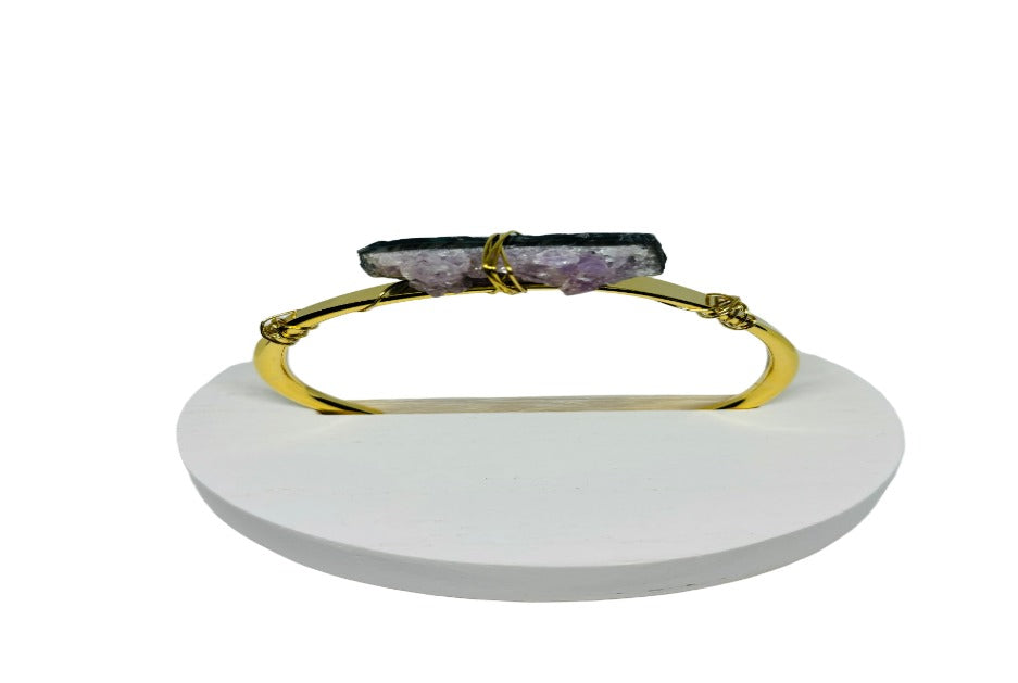 Crystal Cuff Bracelet - Amethyst