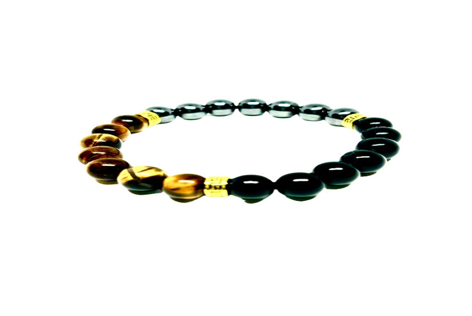 Tiger Eye, Black Onyx & Hematite 10mm Bracelet