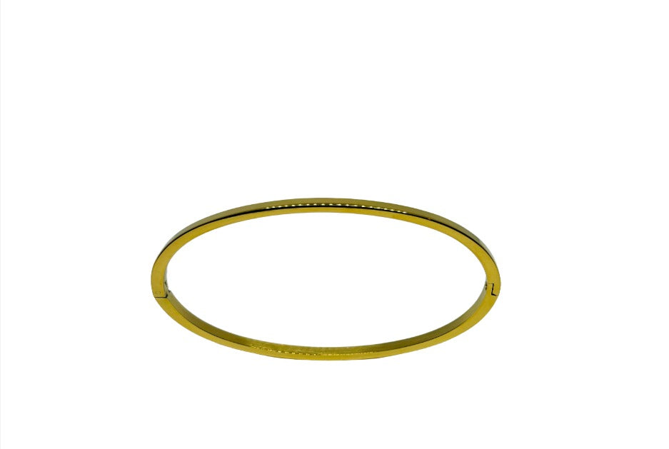 Gold Oval Hinge Bangle Bracelet