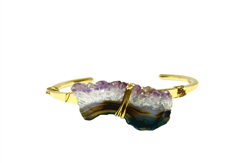 Crystal Cuff Bracelet - Amethyst