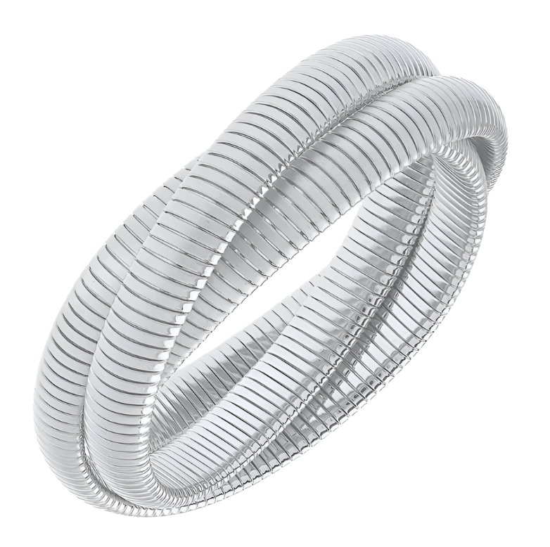 Interlocking 3-Row Watchband Bangle Bracelet